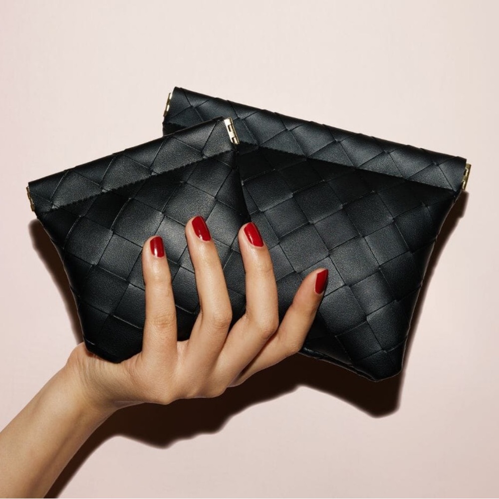 Set of 2 Black Woven Pouches